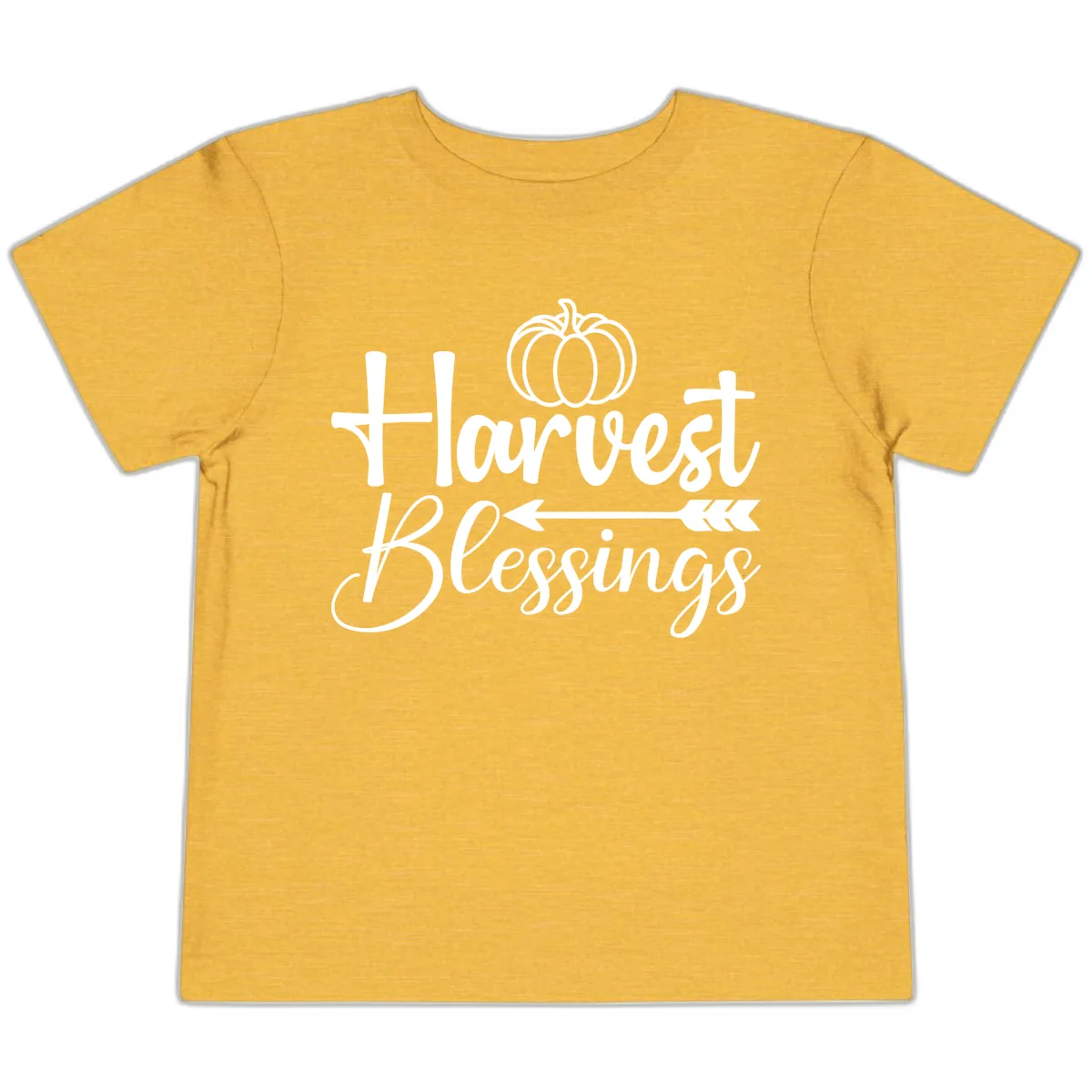 Harvest Blessings Pumpkin Arrow Toddler T-Shirt in Heather Yellow Gold