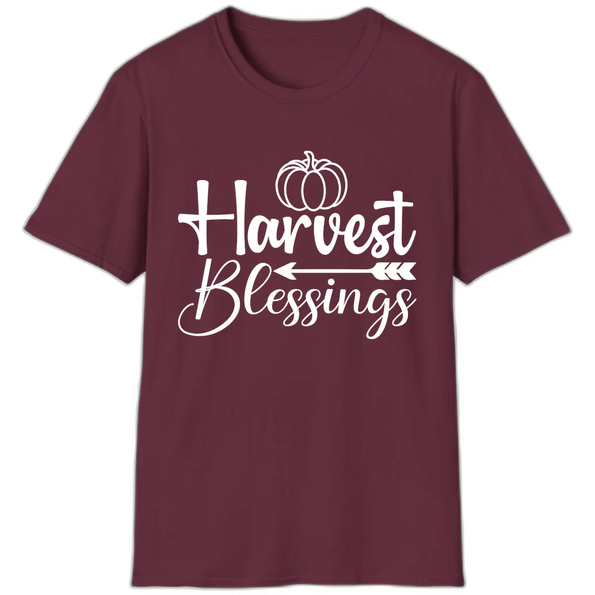 Harvest Blessings Pumpkin Arrow T-Shirt in Maroon