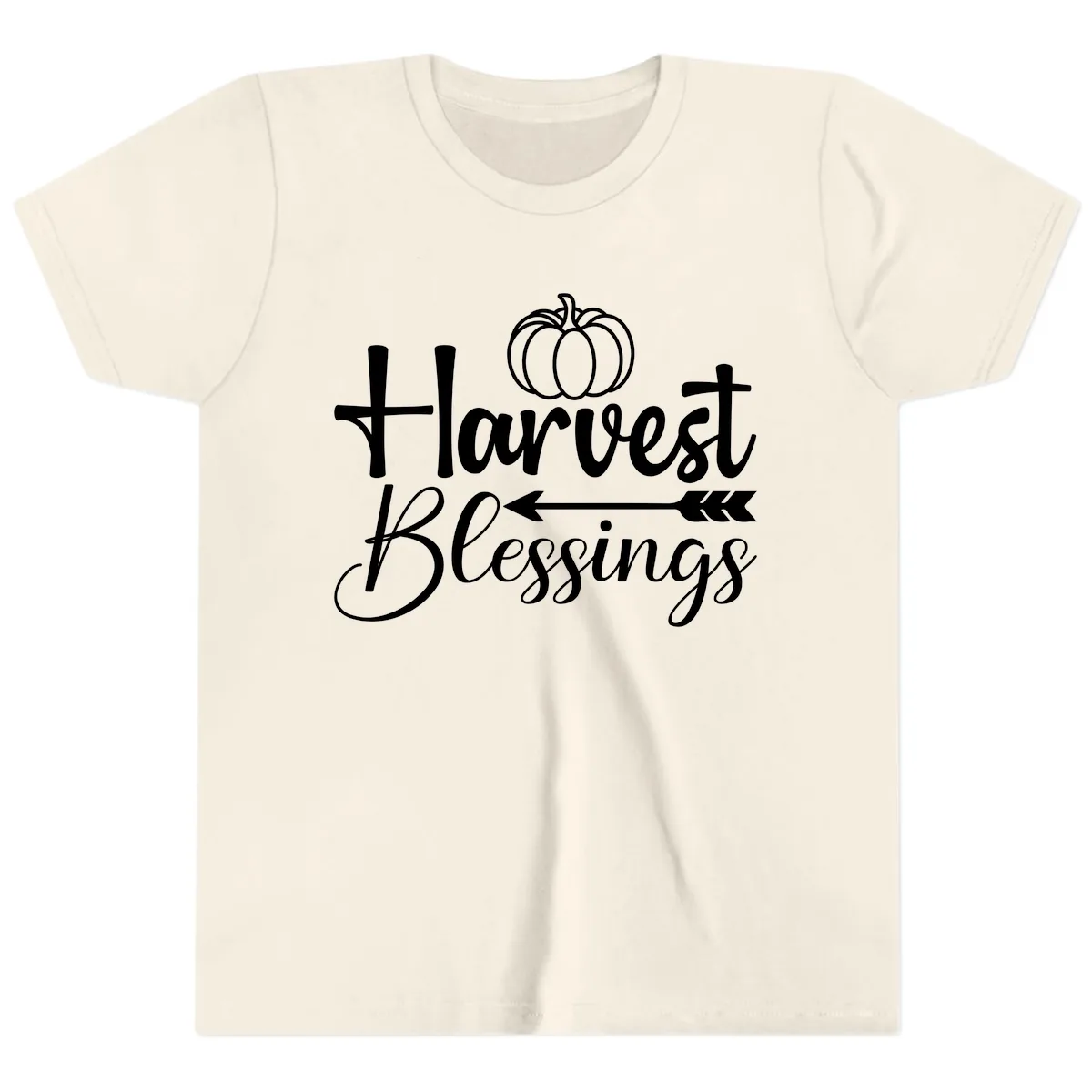 Harvest Blessings Pumpkin Arrow Youth T-Shirt in Natural