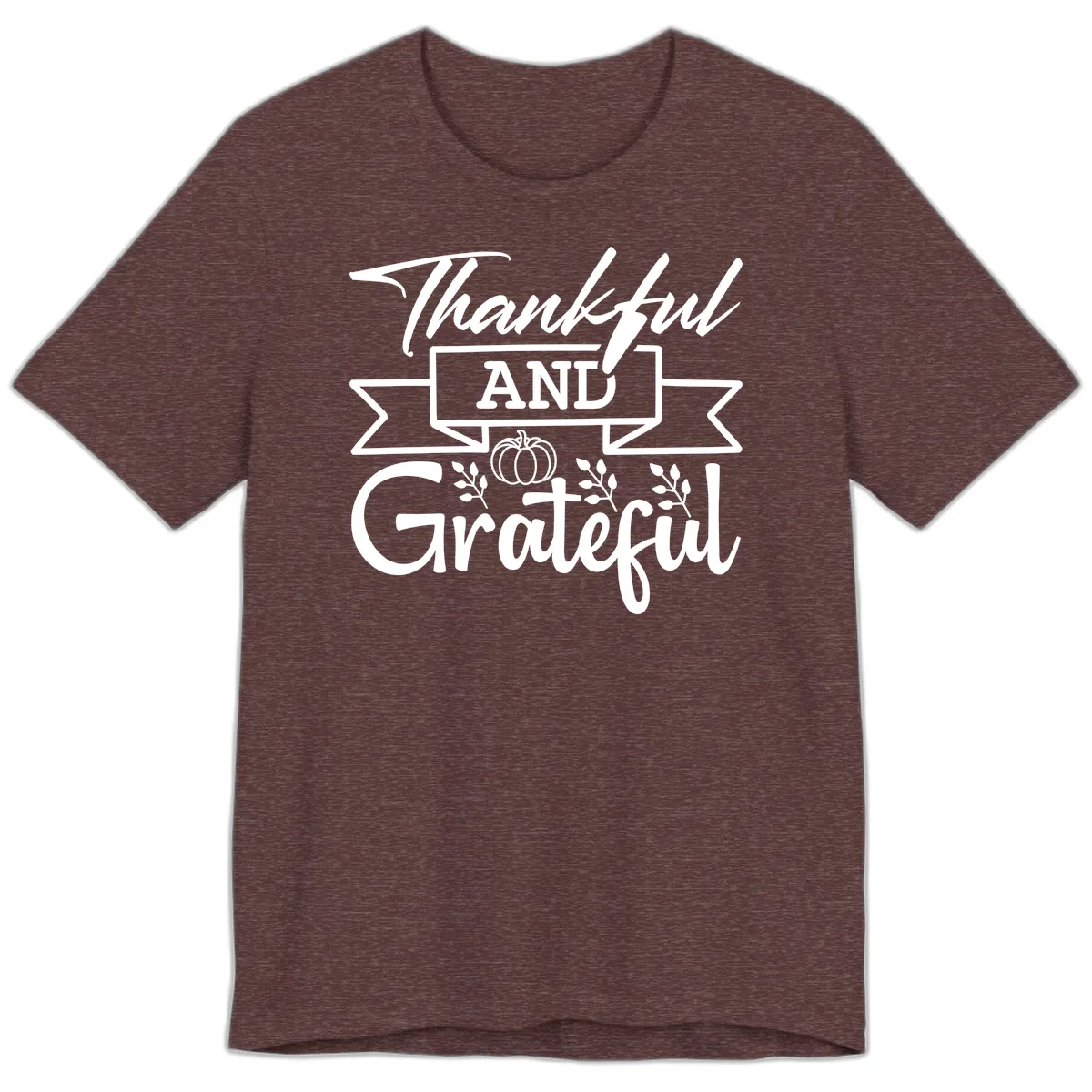 Thankful and Grateful Autumn Design Premium T-Shirt in Heather Maroon