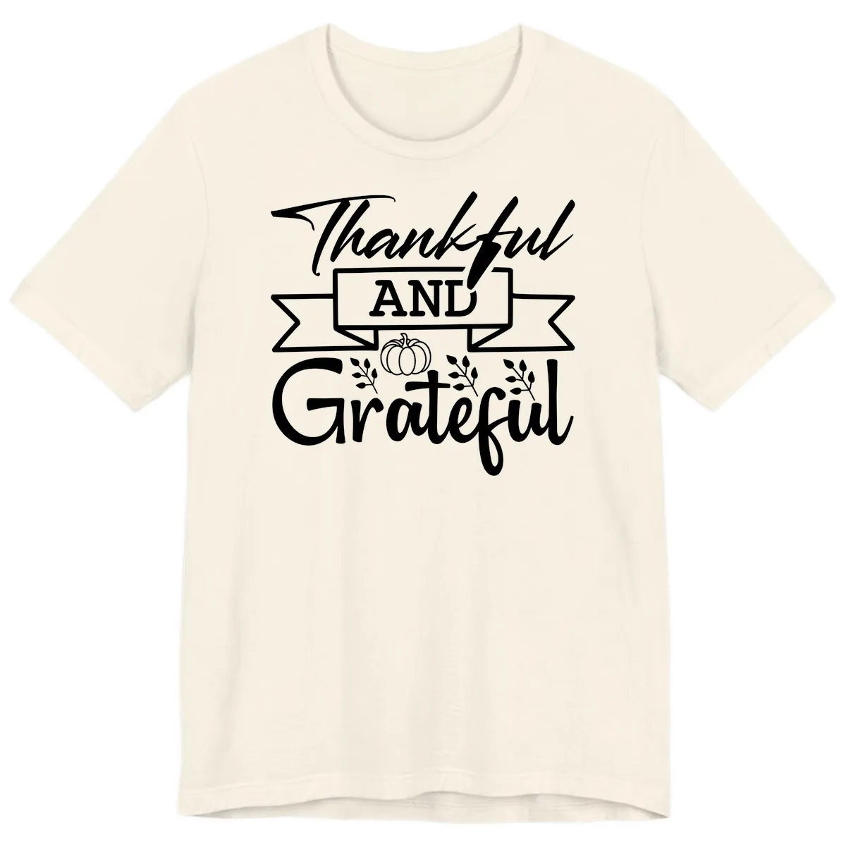 Thankful and Grateful Autumn Design Premium T-Shirt in Natural