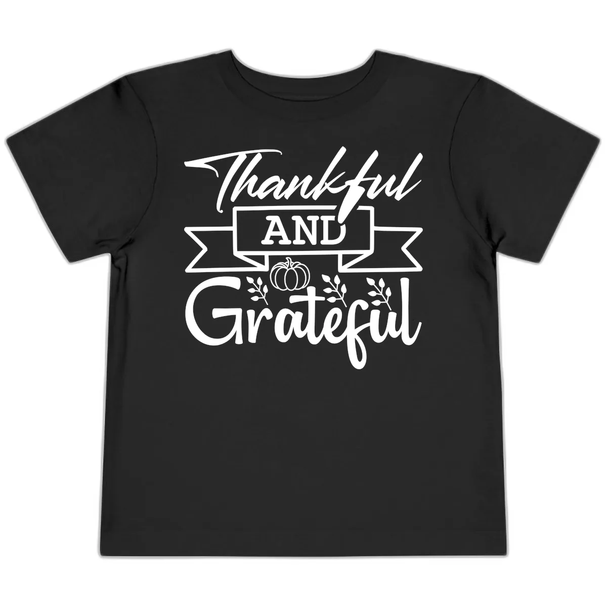 Thankful and Grateful Autumn Design Toddler T-Shirt in Black
