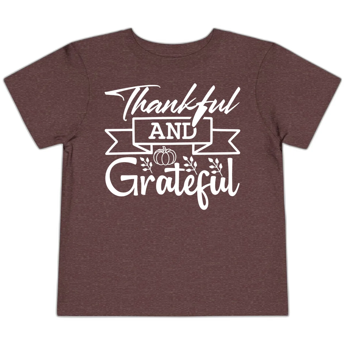Thankful and Grateful Autumn Design Toddler T-Shirt in Heather Maroon