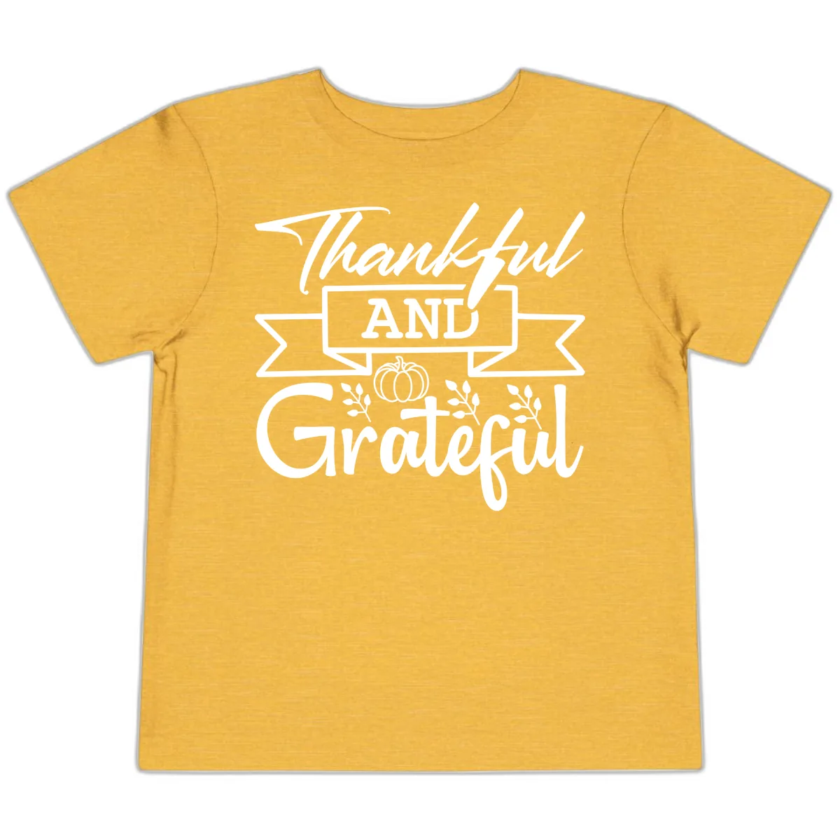 Thankful and Grateful Autumn Design Toddler T-Shirt in Heather Yellow Gold