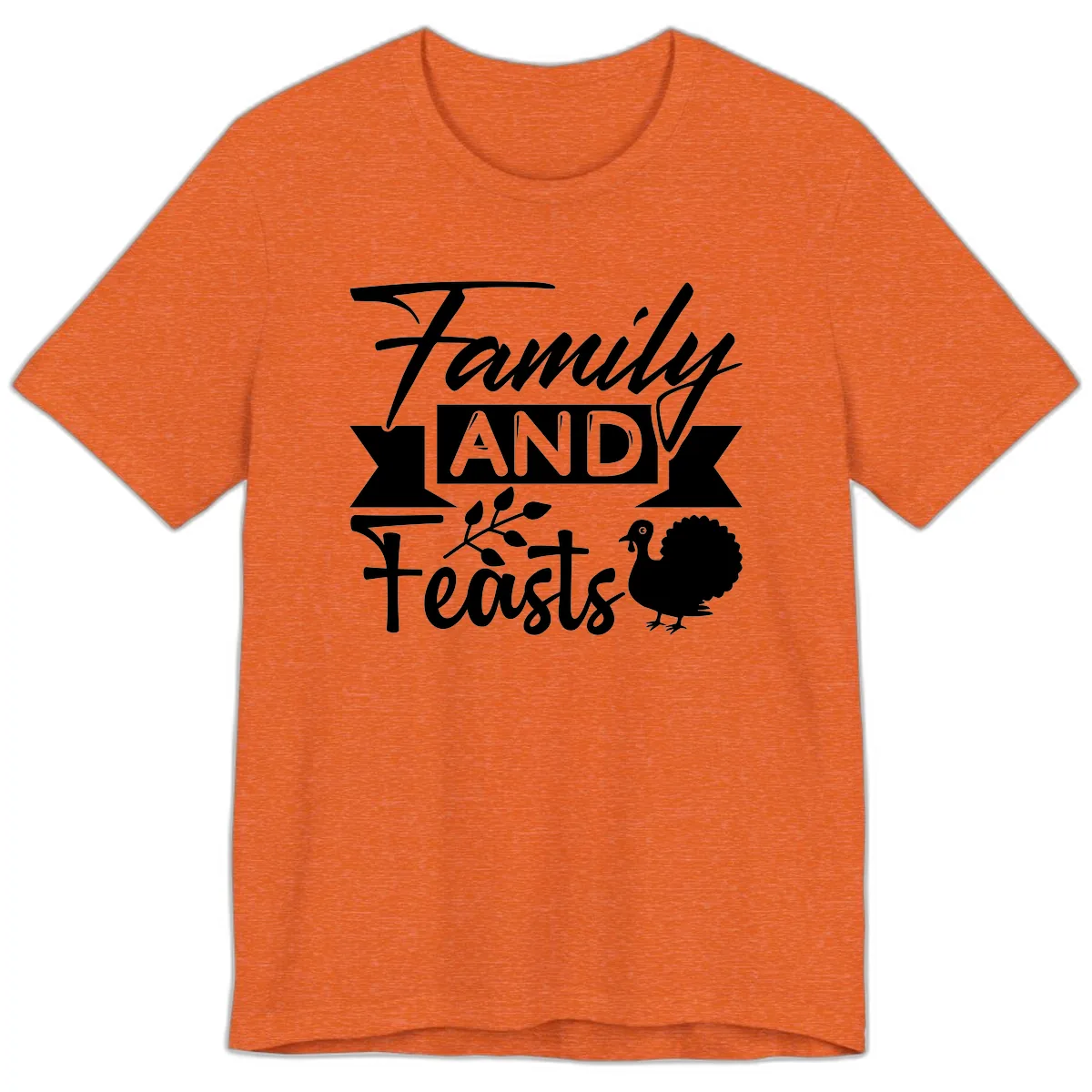 Family And Feasts Thanksgiving Design Premium T-Shirt in Heather Orange
