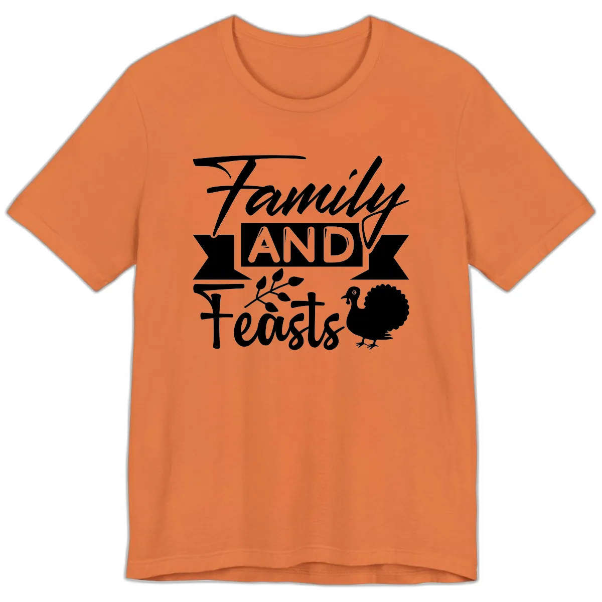 Family And Feasts Thanksgiving Design Premium T-Shirt in Burnt Orange