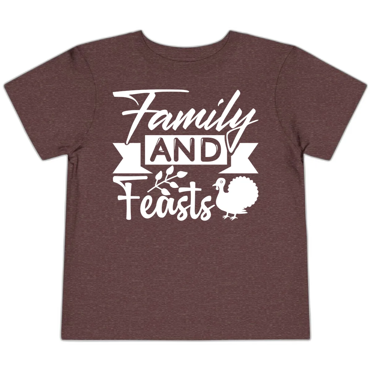 Family And Feasts Thanksgiving Design Toddler T-Shirt in Heather Maroon