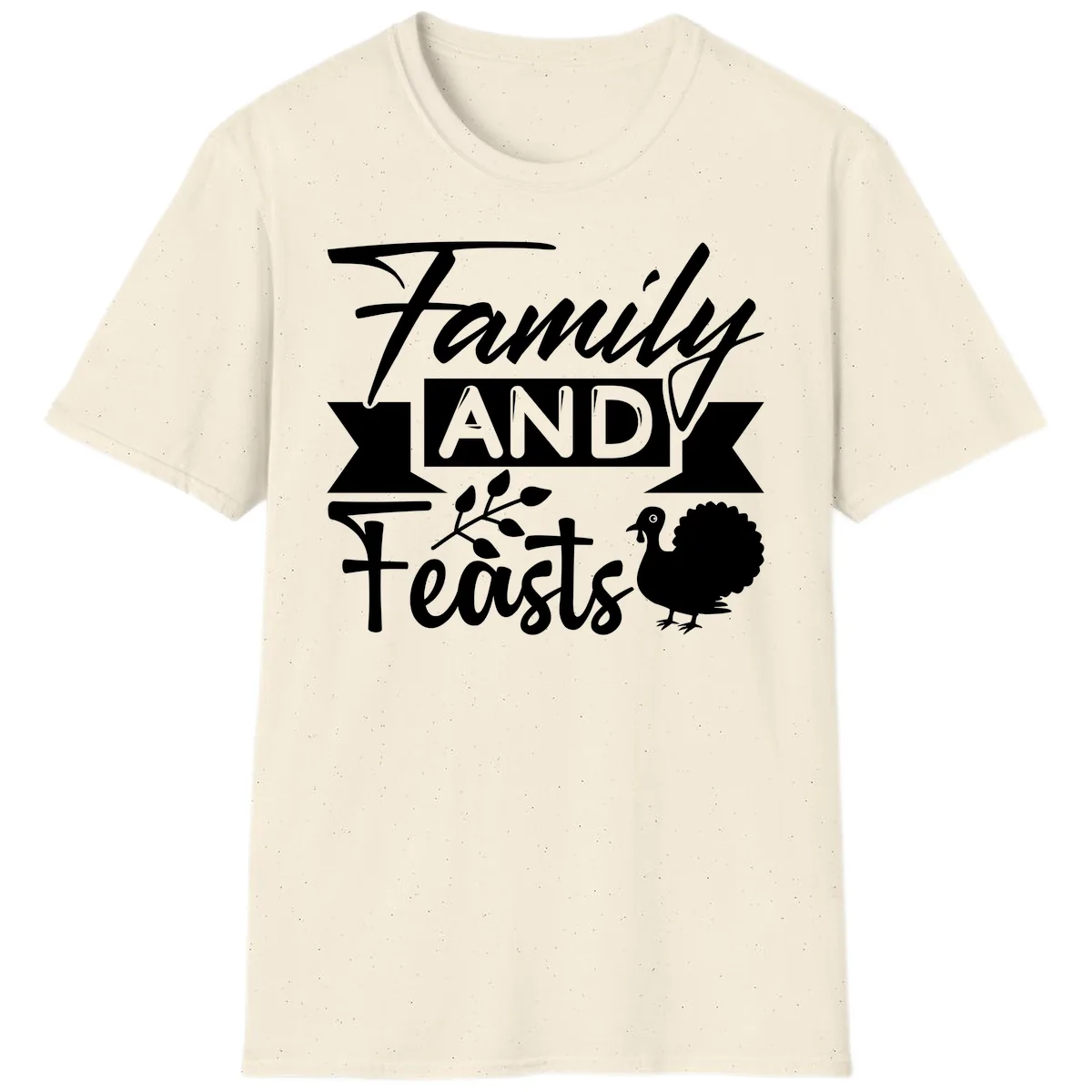 Family And Feasts Thanksgiving Design T-Shirt in Natural