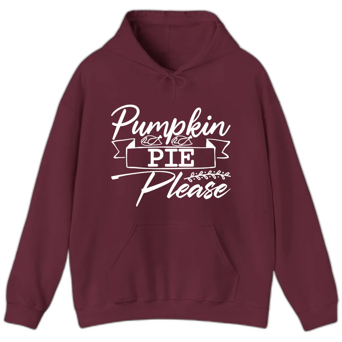 Pumpkin Pie Please Thanksgiving Typography Hoodie in Maroon