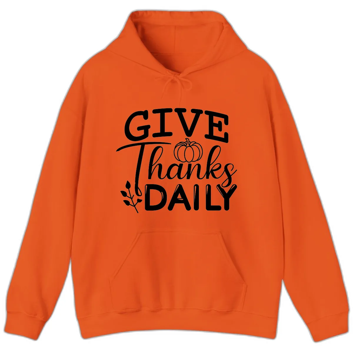 Give Thanks Daily Pumpkin Design Hoodie in Orange