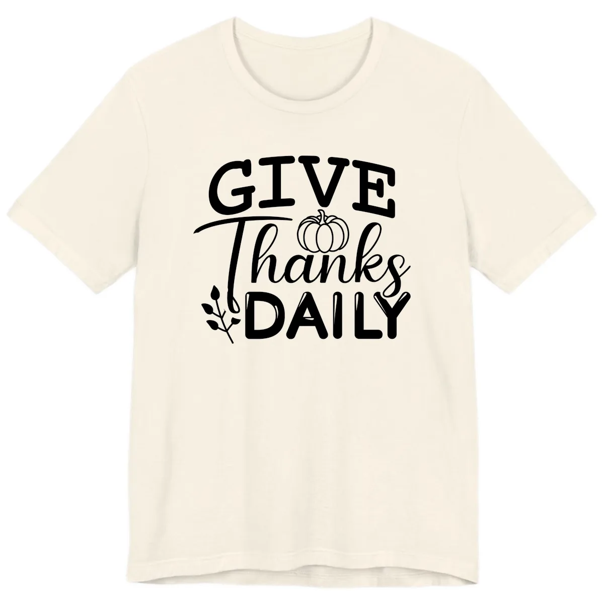 Give Thanks Daily Pumpkin Design Premium T-Shirt in Natural