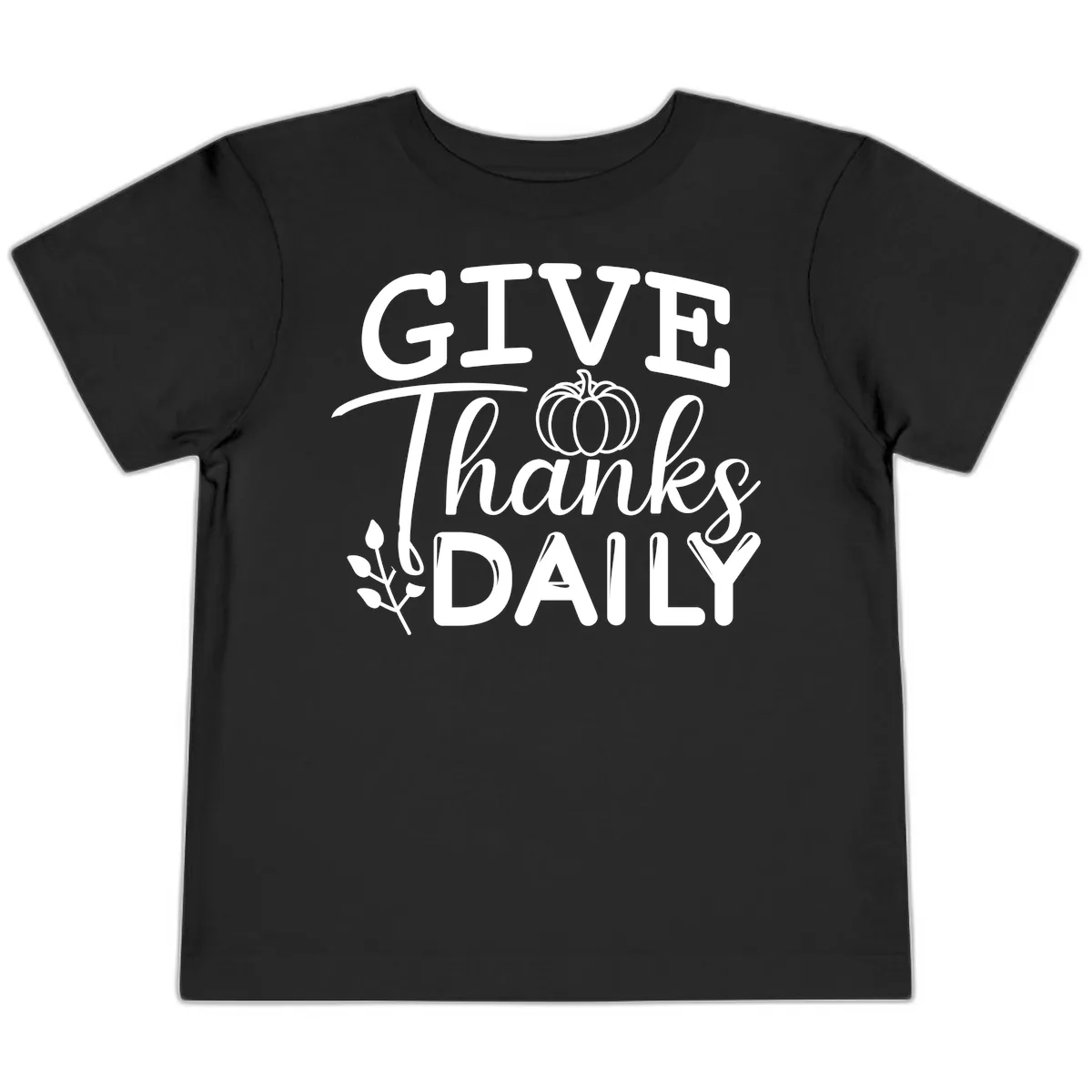 Give Thanks Daily Pumpkin Design Toddler T-Shirt in Black