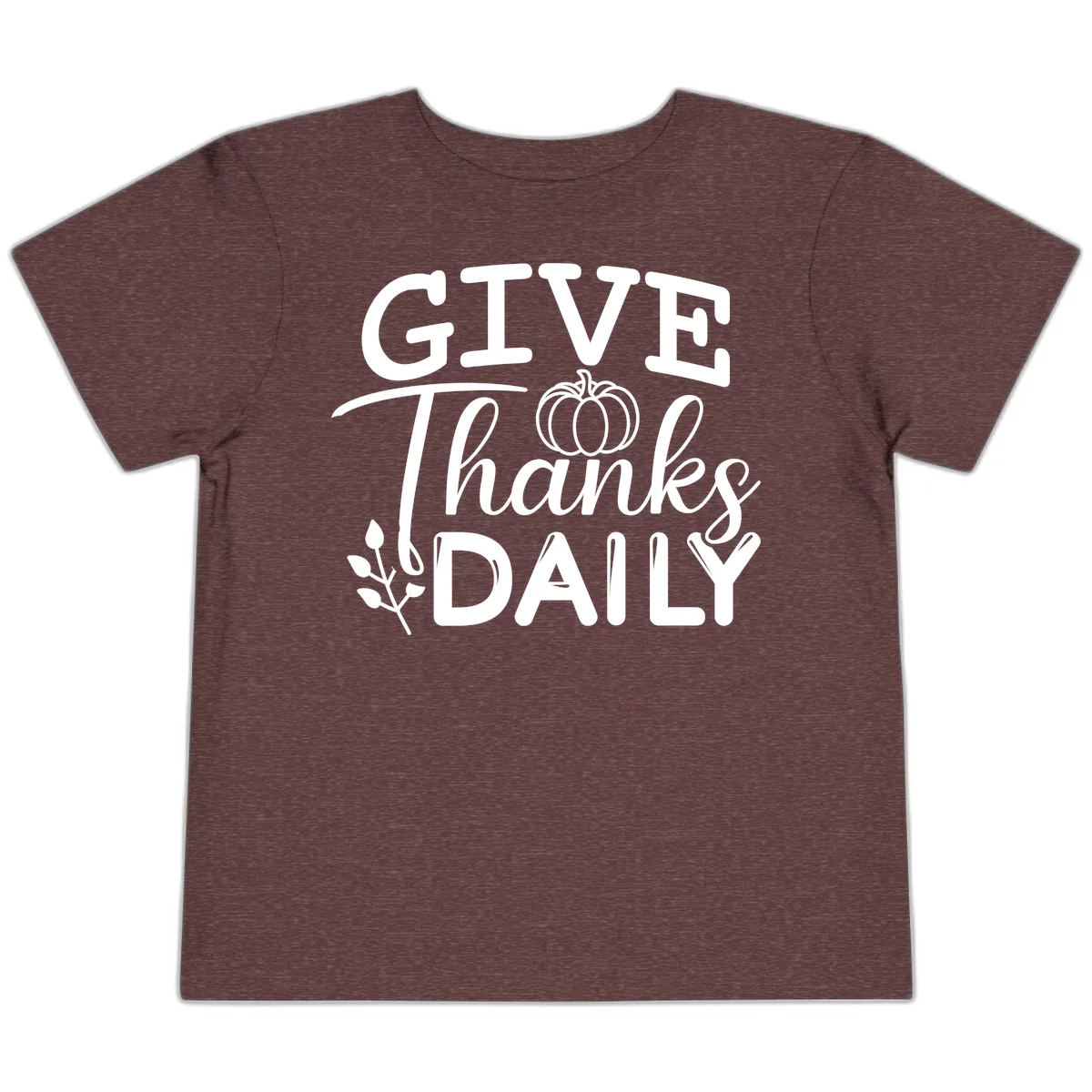 Give Thanks Daily Pumpkin Design Toddler T-Shirt in Heather Maroon