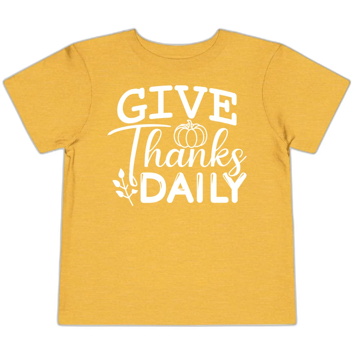 Give Thanks Daily Pumpkin Design Toddler T-Shirt in Heather Yellow Gold