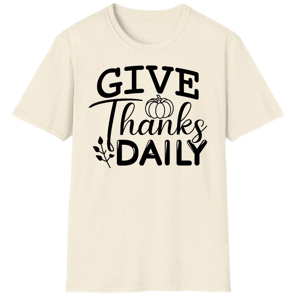 Give Thanks Daily Pumpkin Design T-Shirt in Natural