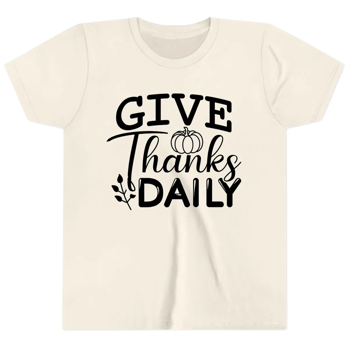 Give Thanks Daily Pumpkin Design Youth T-Shirt in Natural