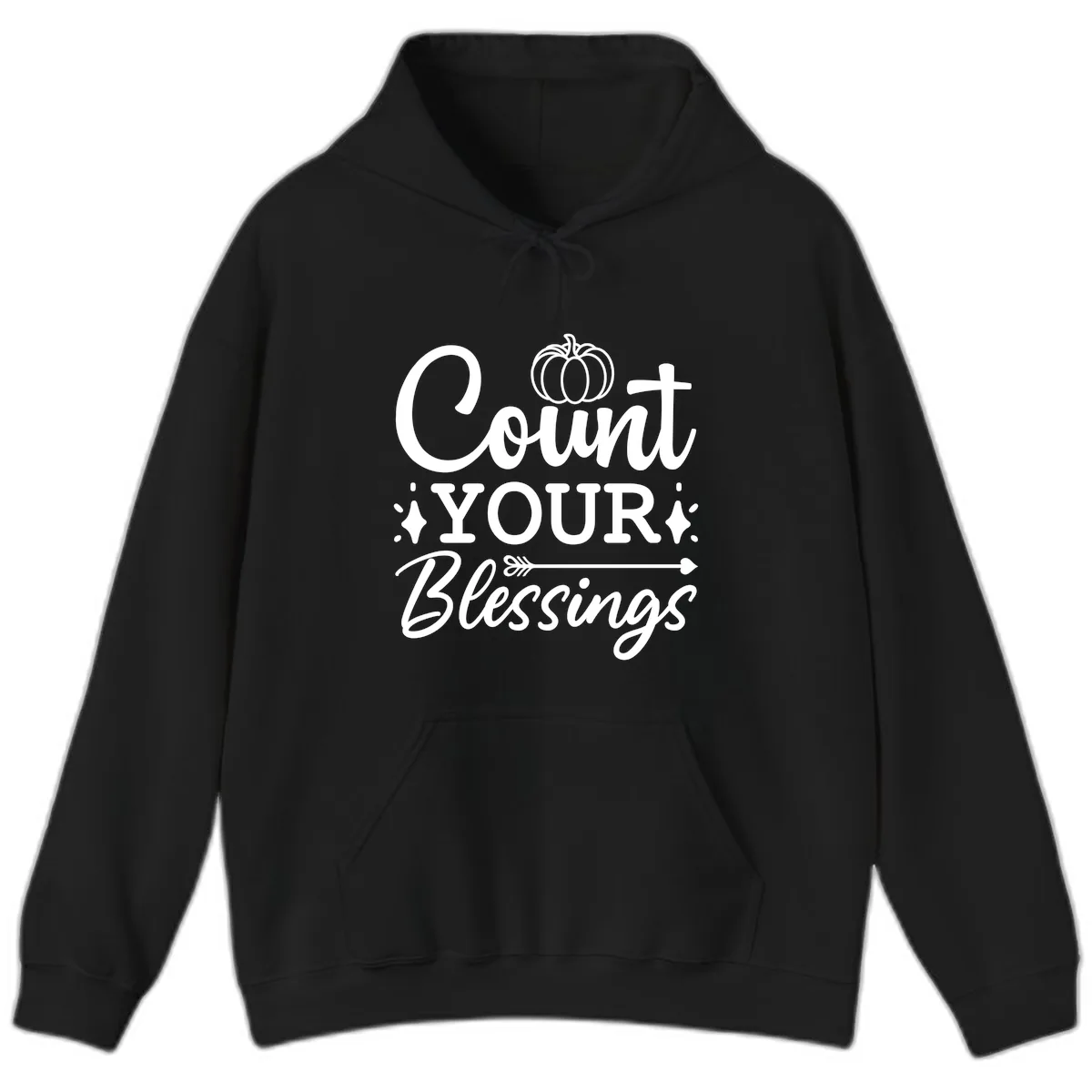 Count Your Blessings Autumn Design Hoodie in Black