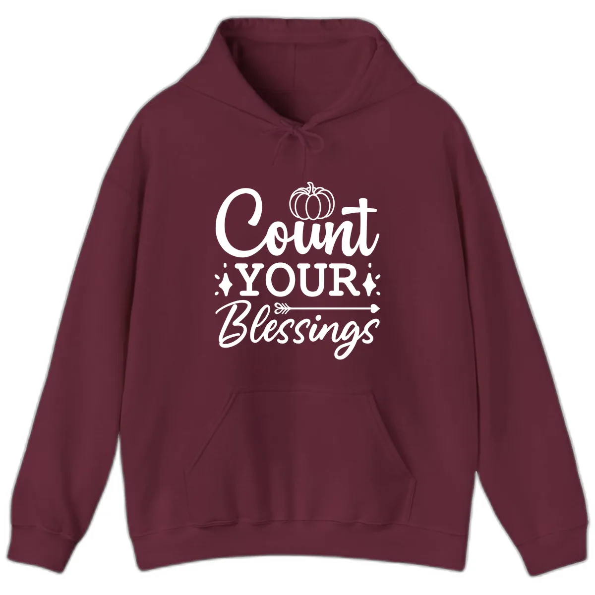 Count Your Blessings Autumn Design Hoodie in Maroon