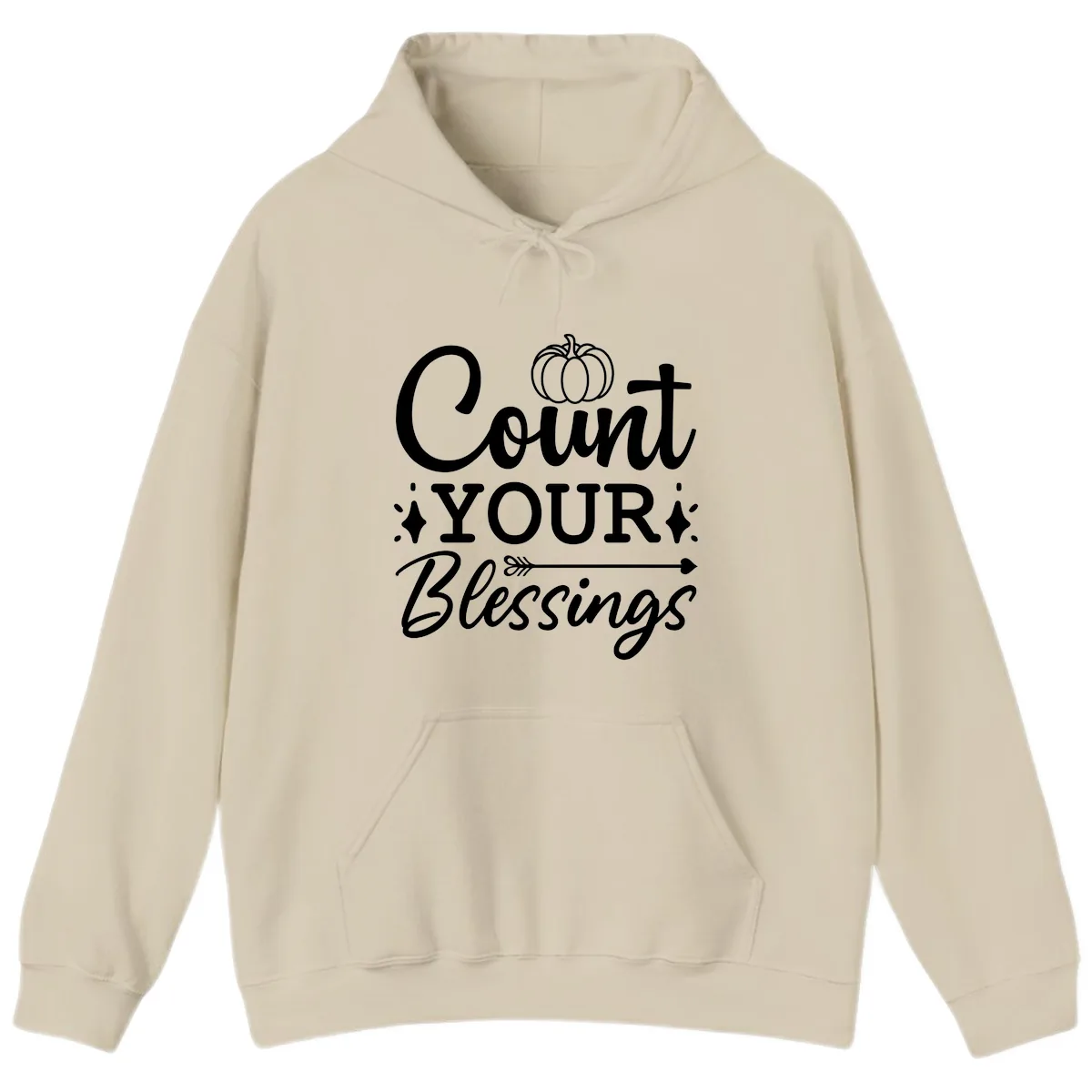 Count Your Blessings Autumn Design Hoodie in Sand