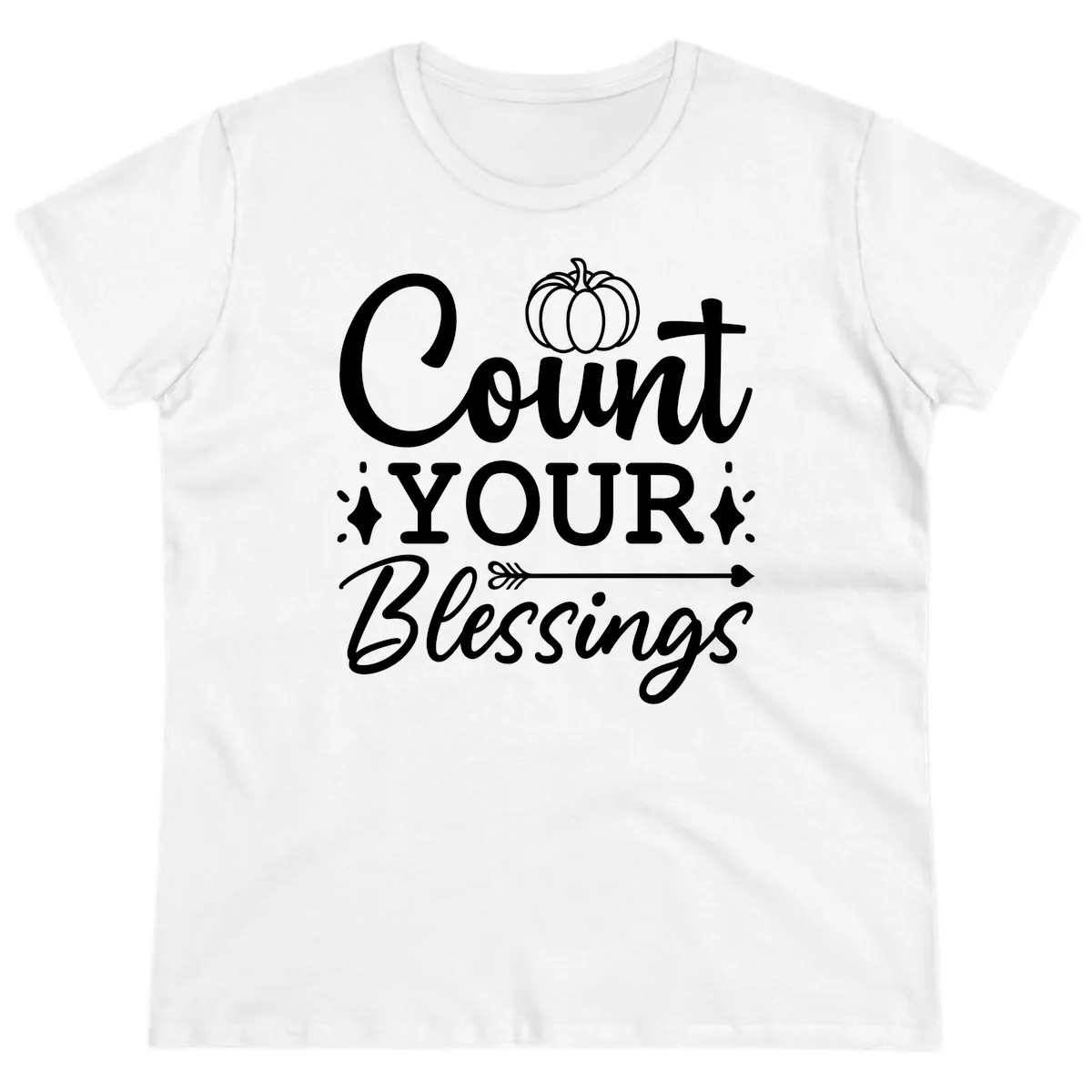 Count Your Blessings Autumn Design Ladies Tee in White
