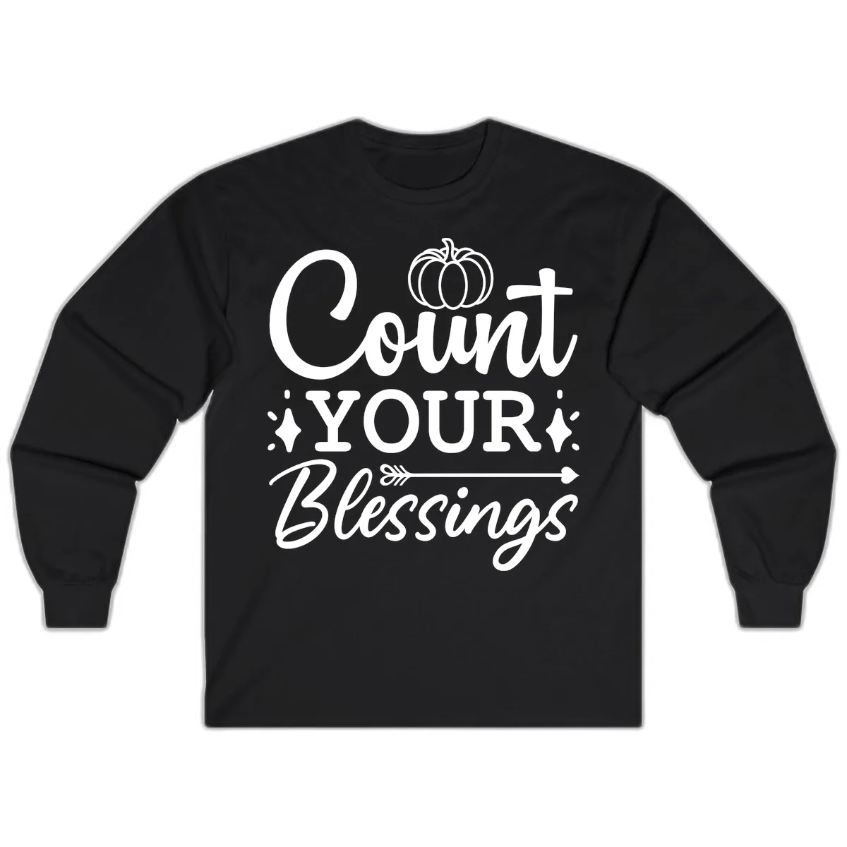 Count Your Blessings Autumn Design Long Sleeve in Black