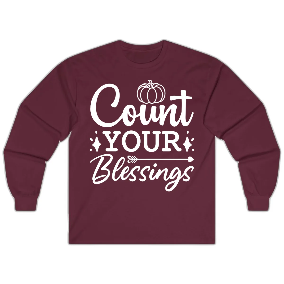 Count Your Blessings Autumn Design Long Sleeve in Maroon