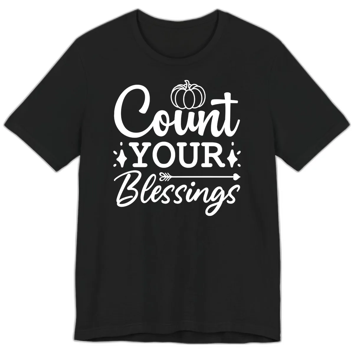 Count Your Blessings Autumn Design Premium T-Shirt in Black