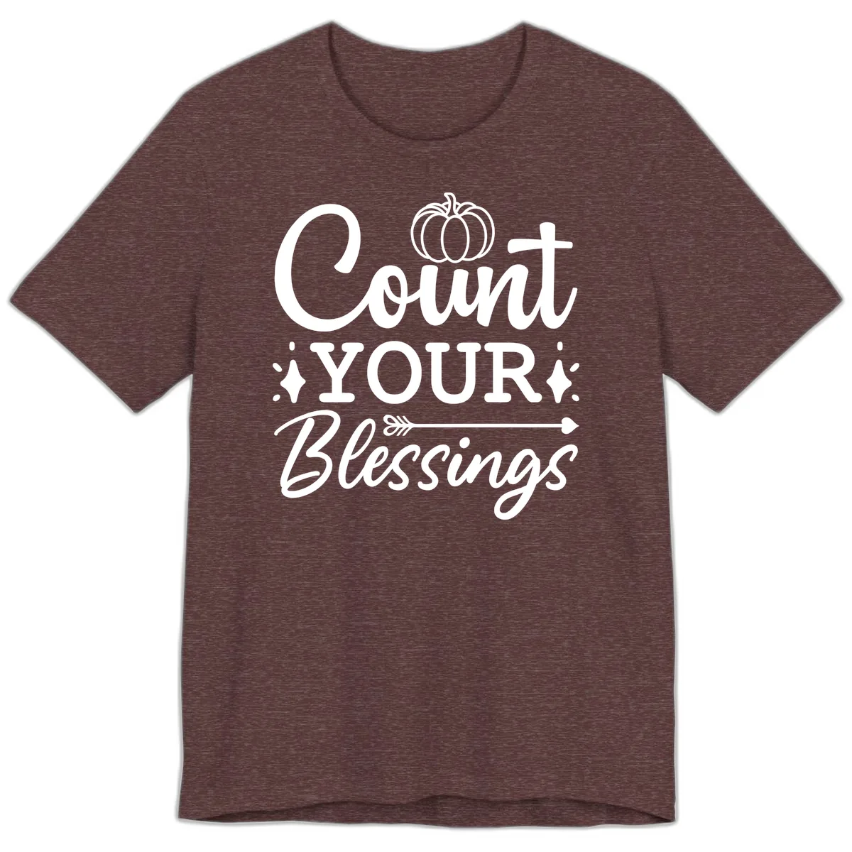 Count Your Blessings Autumn Design Premium T-Shirt in Heather Maroon