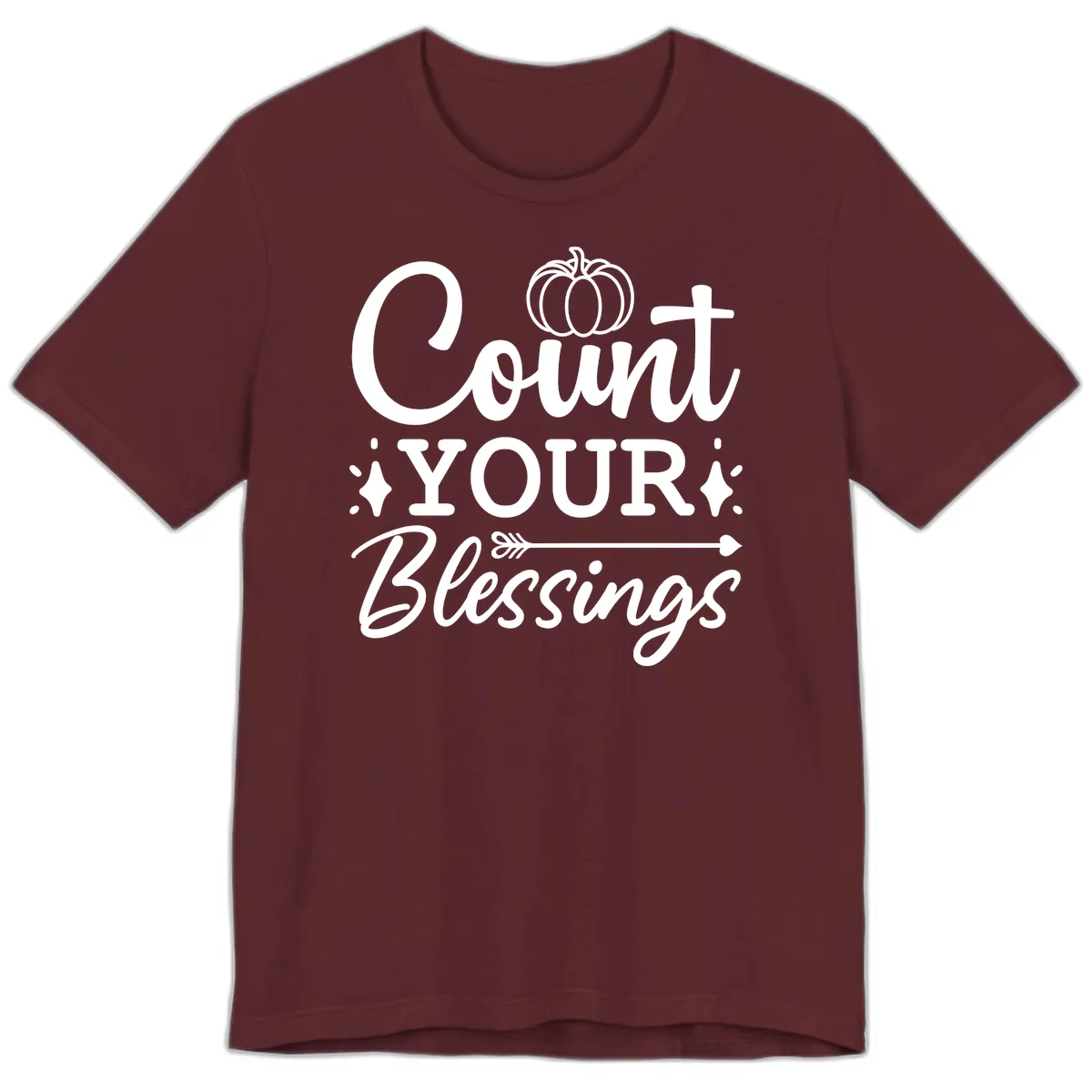 Count Your Blessings Autumn Design Premium T-Shirt in Maroon