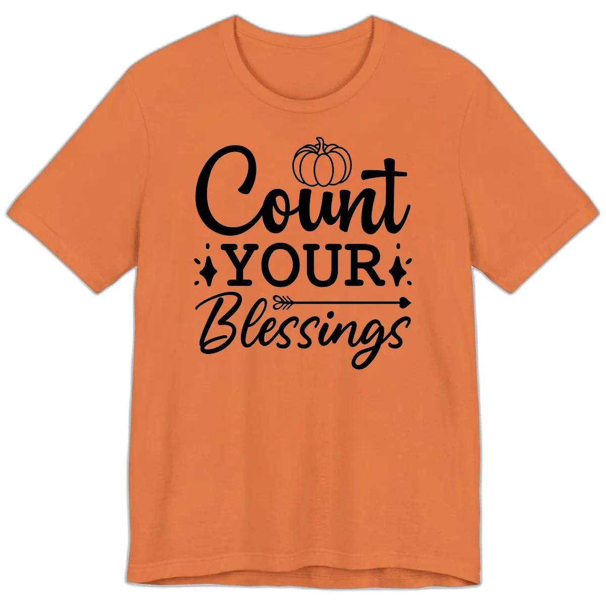 Count Your Blessings Autumn Design Premium T-Shirt in Burnt Orange
