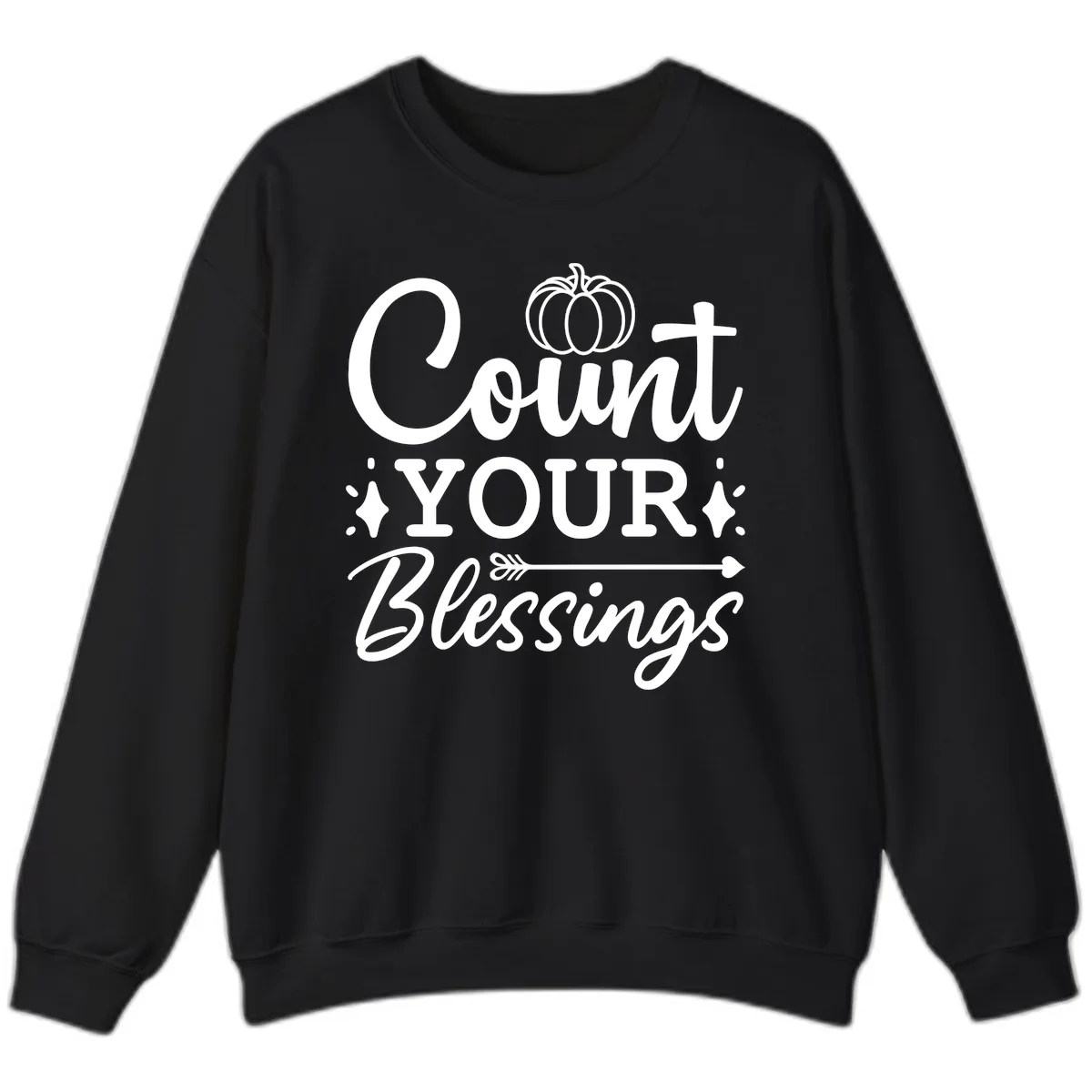 Count Your Blessings Autumn Design Sweatshirt in Black