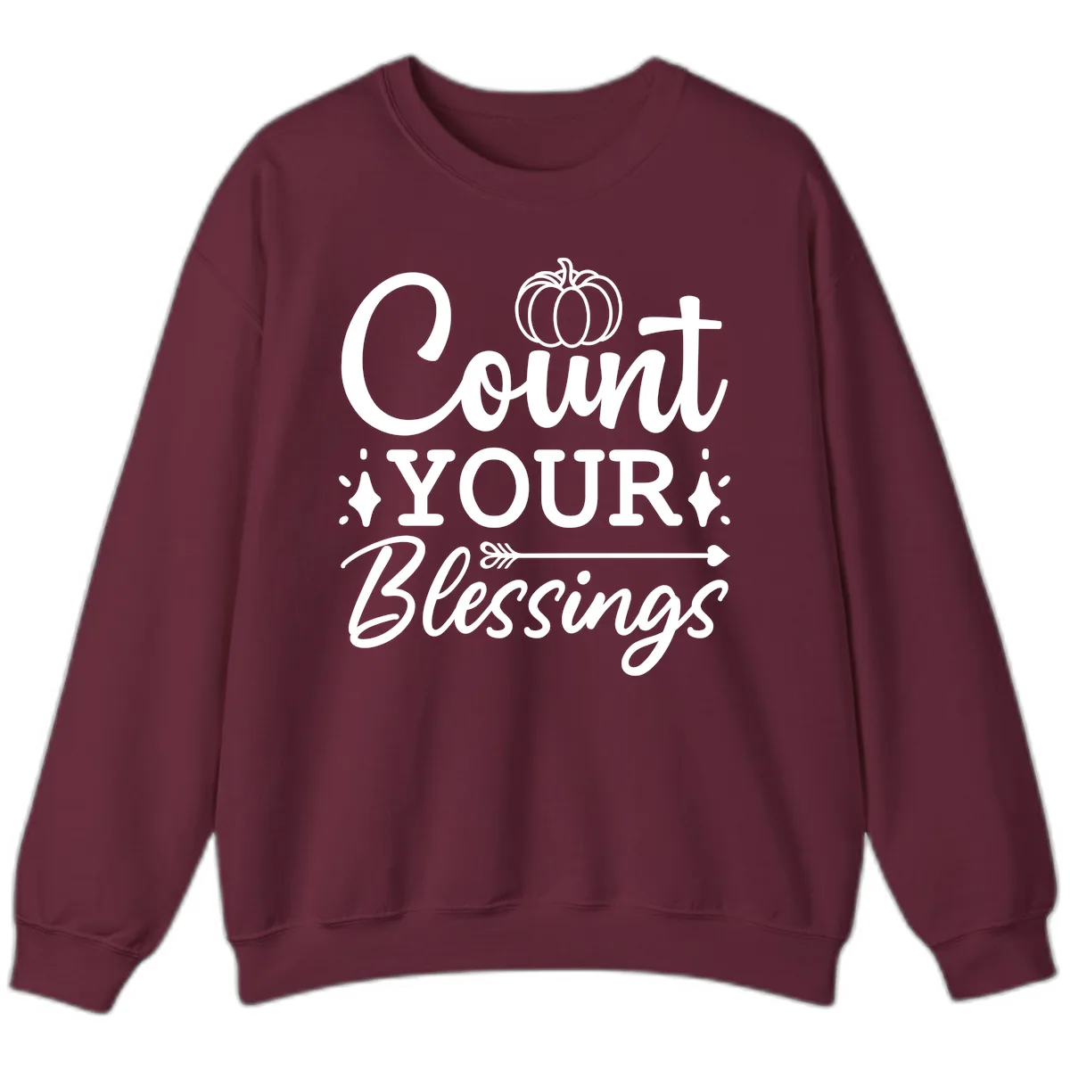 Count Your Blessings Autumn Design Sweatshirt in Maroon