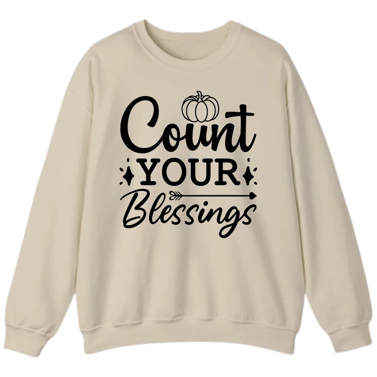 Count Your Blessings Autumn Design Sweatshirt in Sand