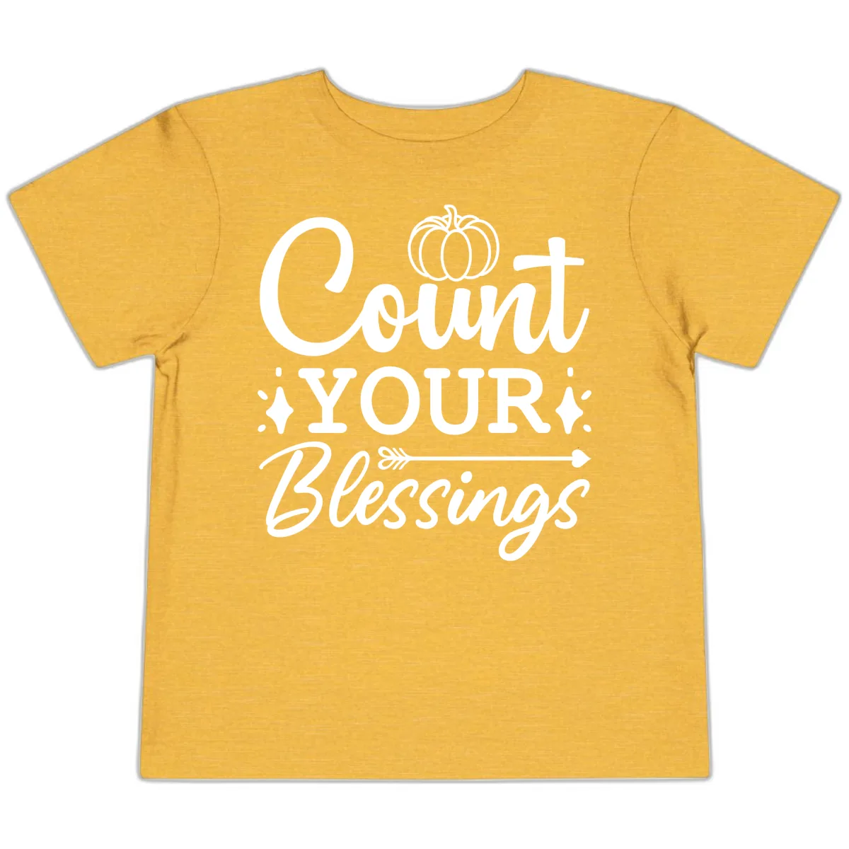 Count Your Blessings Autumn Design Toddler T-Shirt in Heather Yellow Gold