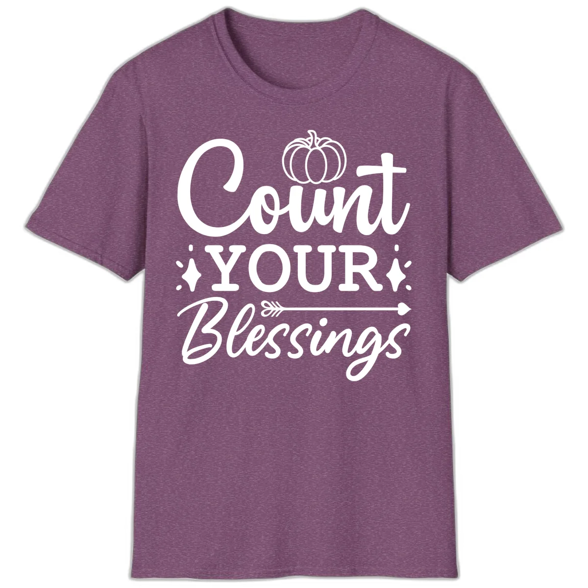 Count Your Blessings Autumn Design T-Shirt in Heather Maroon