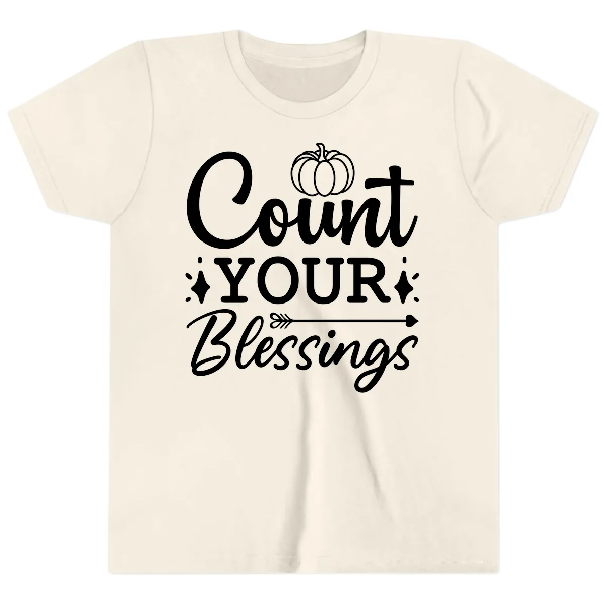 Count Your Blessings Autumn Design Youth T-Shirt in Natural