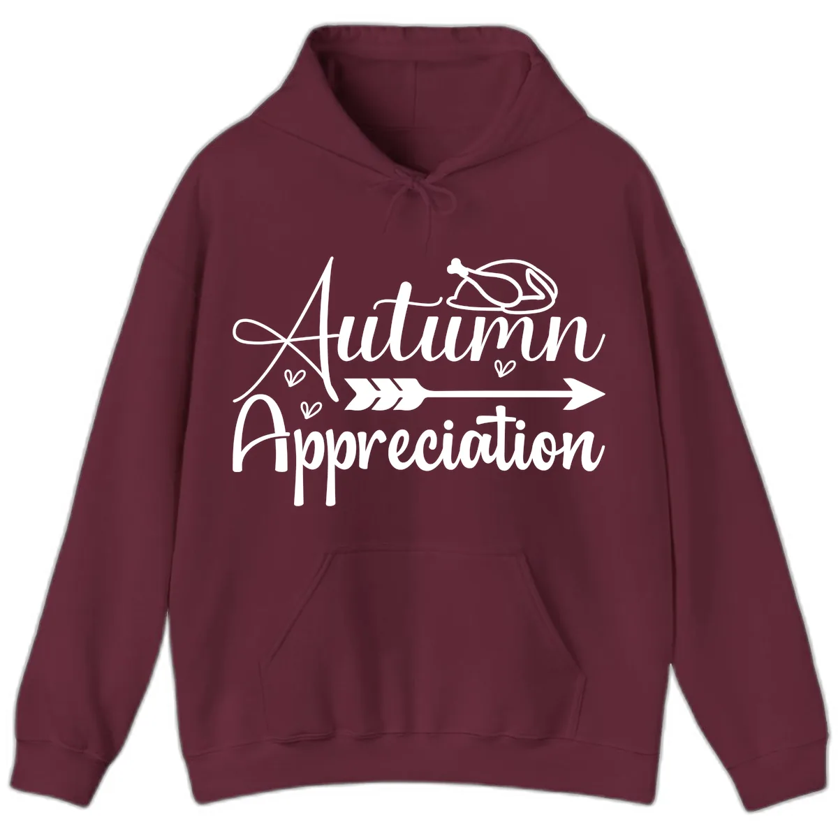 Autumn Appreciation Script Design Hoodie in Maroon