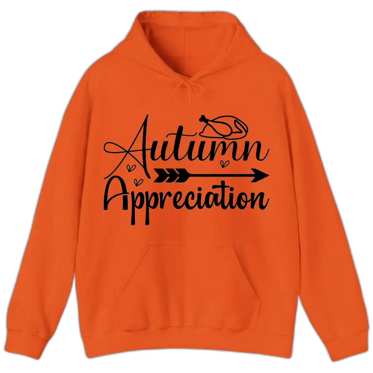 Autumn Appreciation Script Design Hoodie in Orange