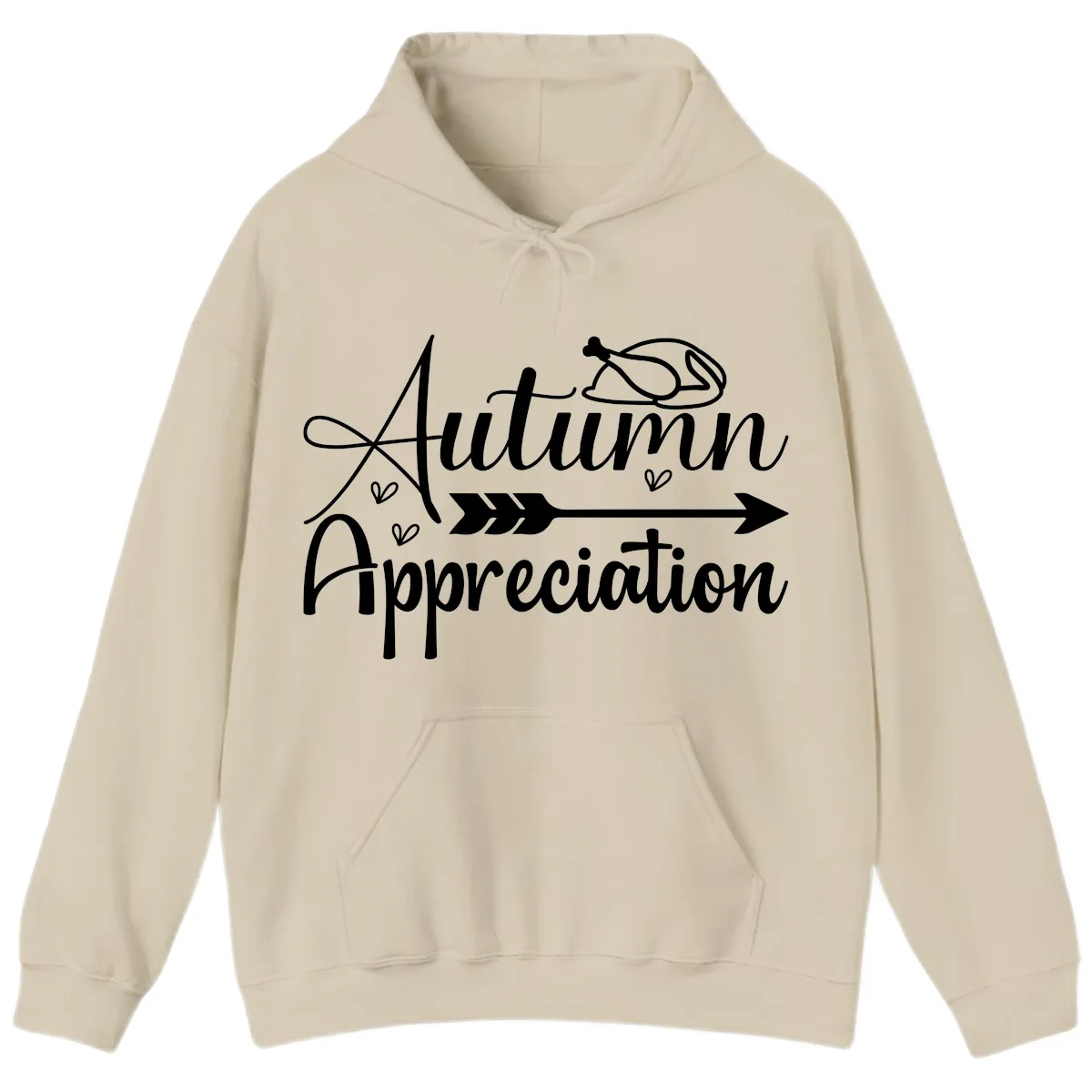 Autumn Appreciation Script Design Hoodie in Sand
