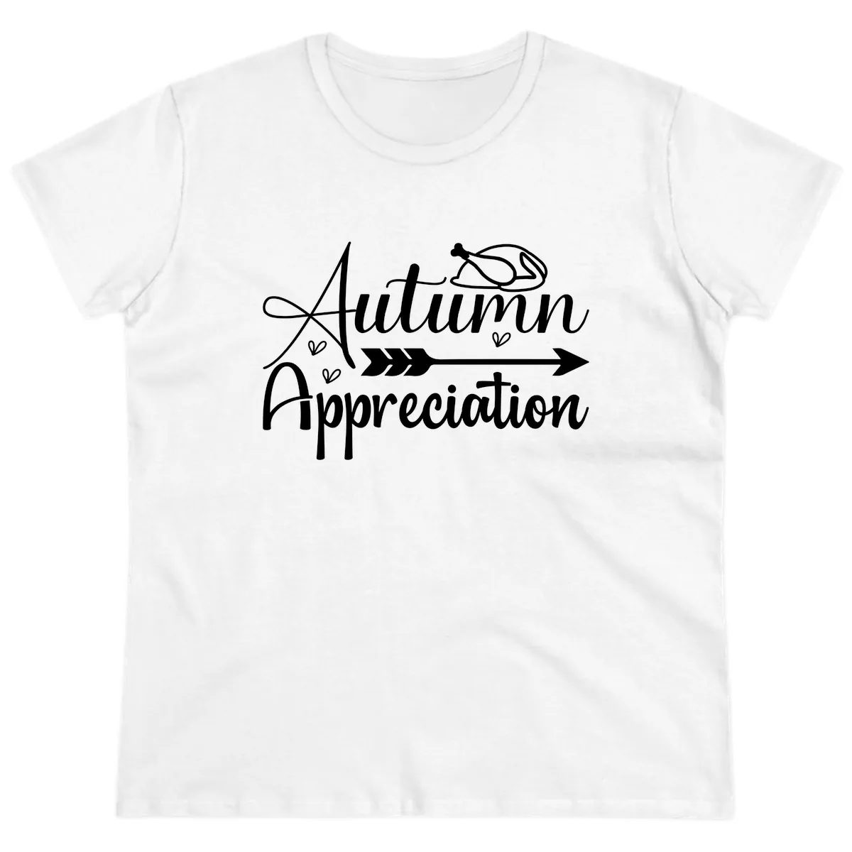 Autumn Appreciation Script Design Ladies Tee in White