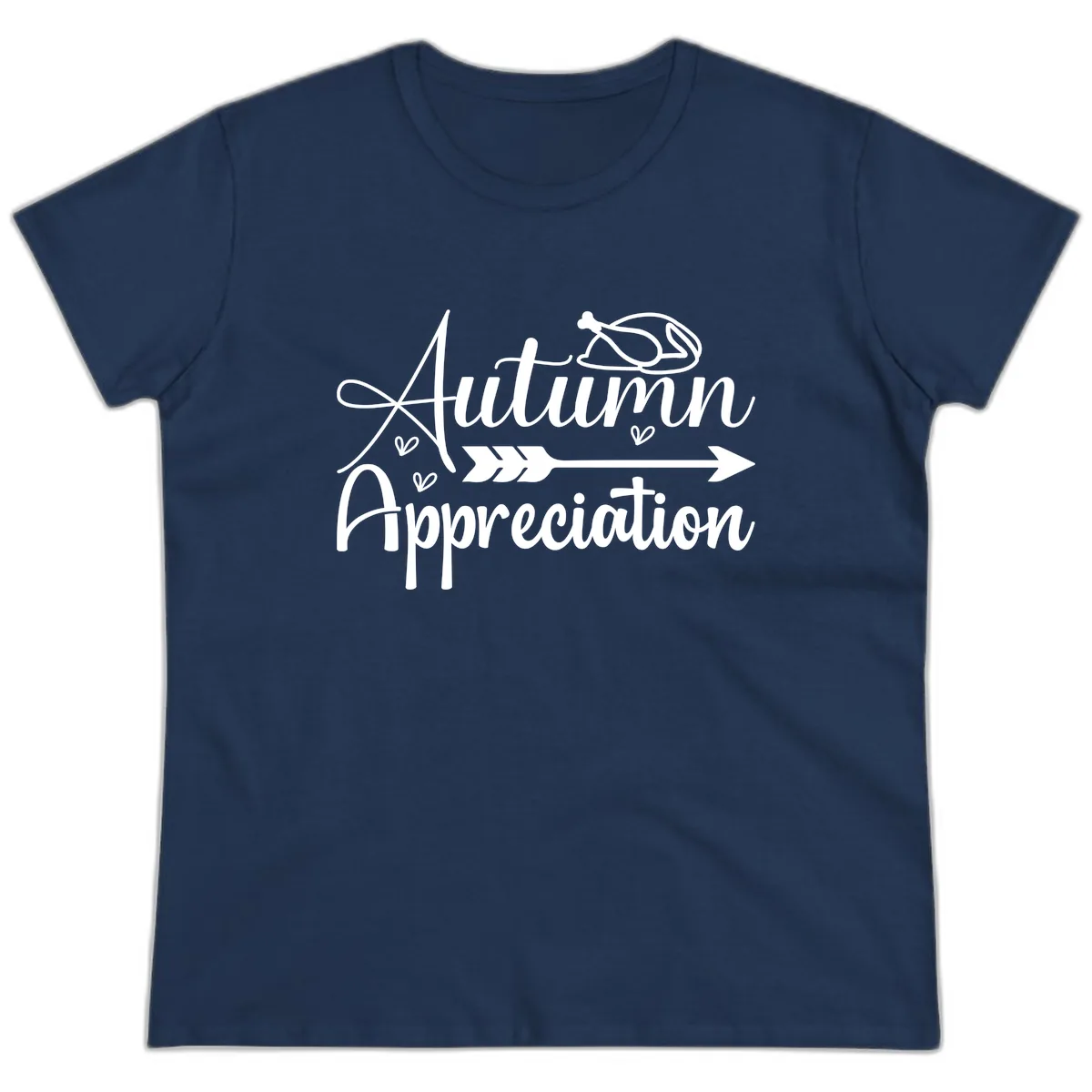 Autumn Appreciation Script Design Ladies Tee in Navy