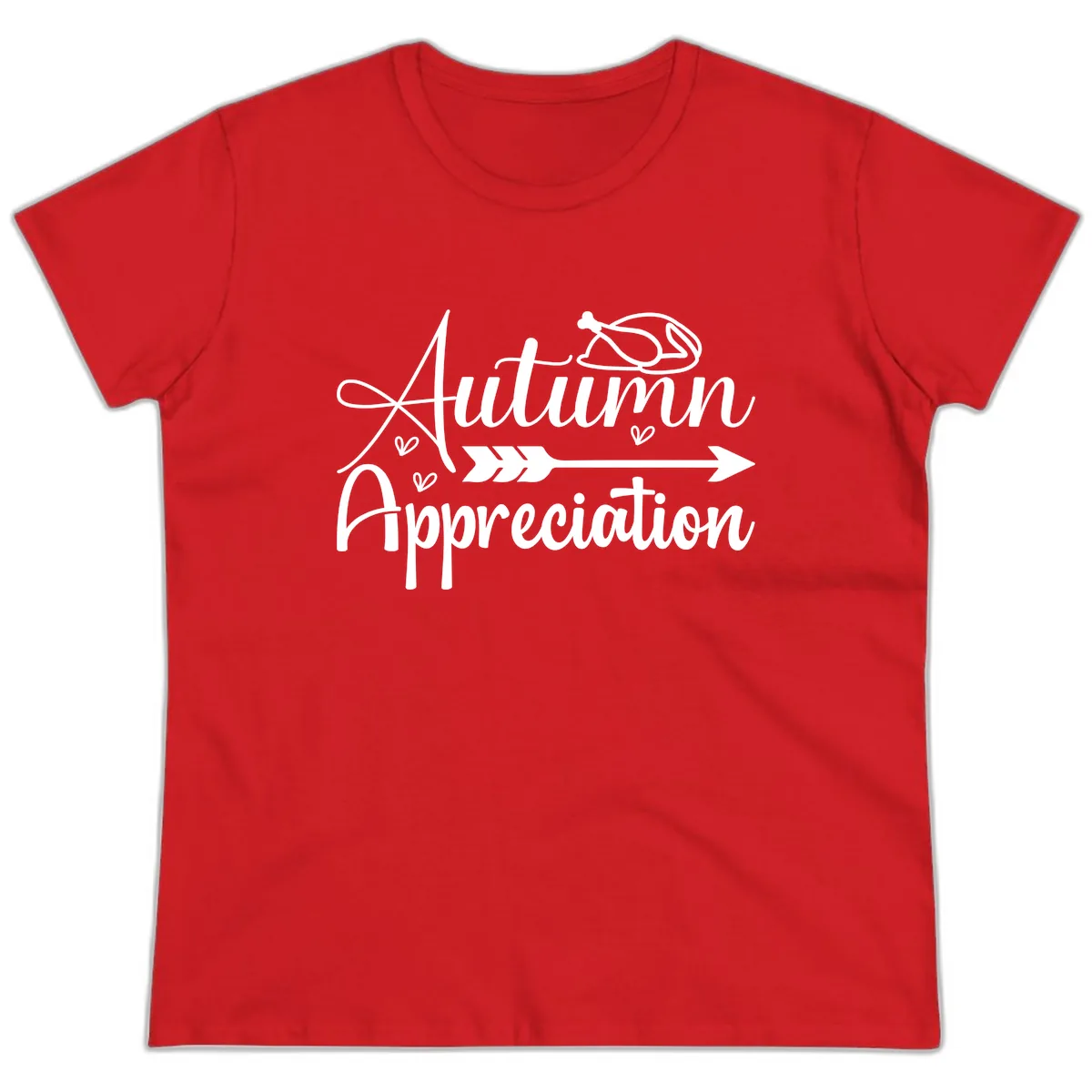 Autumn Appreciation Script Design Ladies Tee in Red