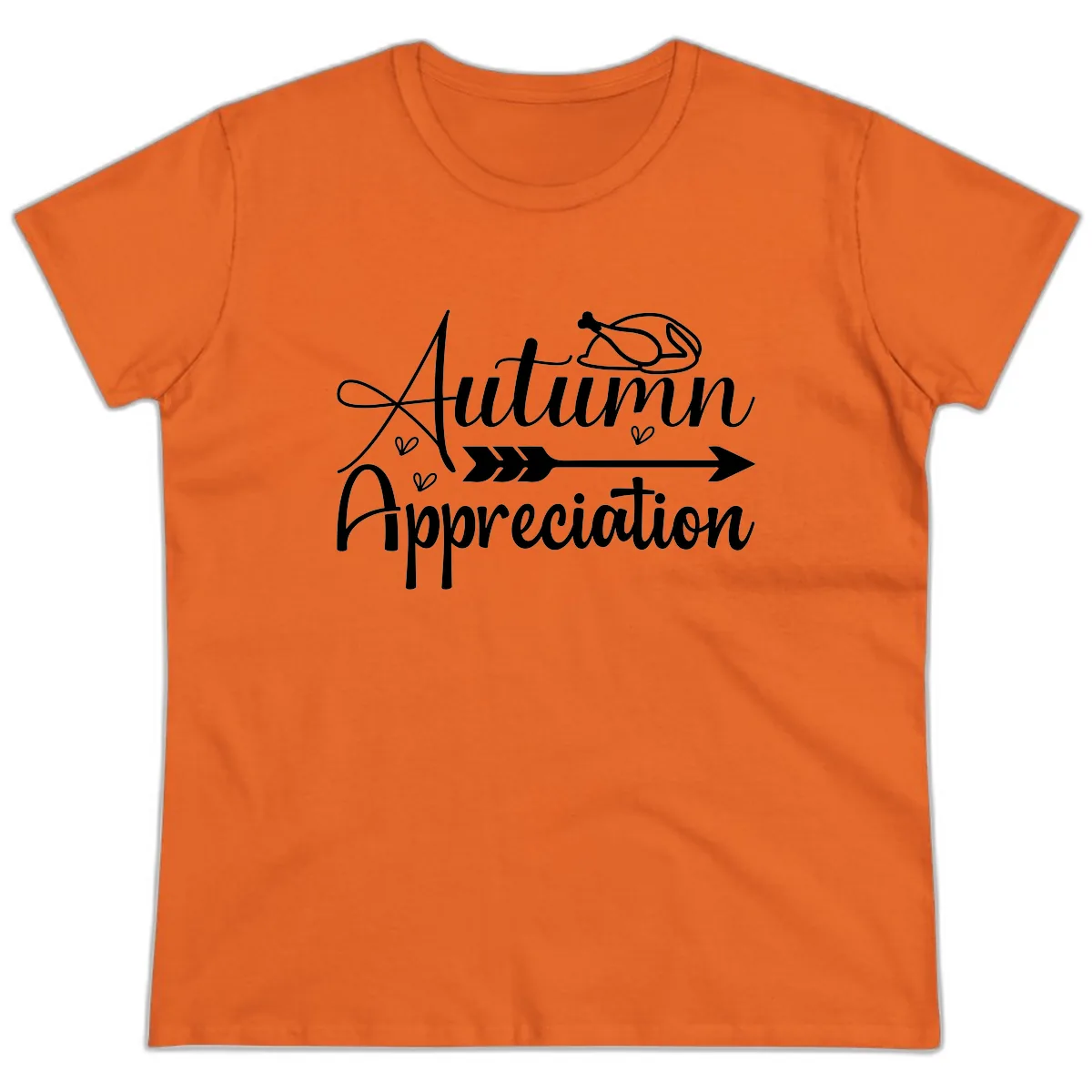 Autumn Appreciation Script Design Ladies Tee in Orange