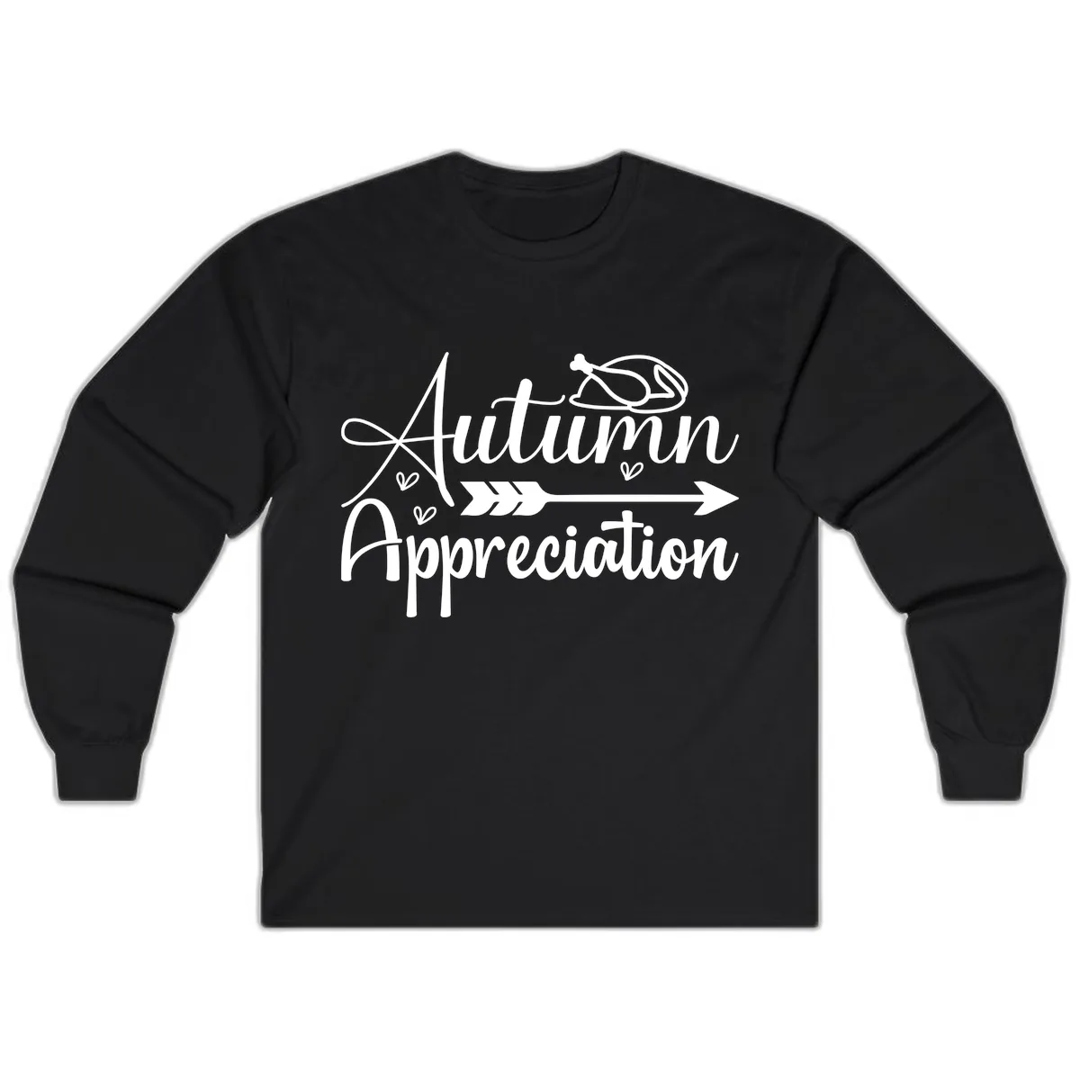 Autumn Appreciation Script Design Long Sleeve in Black