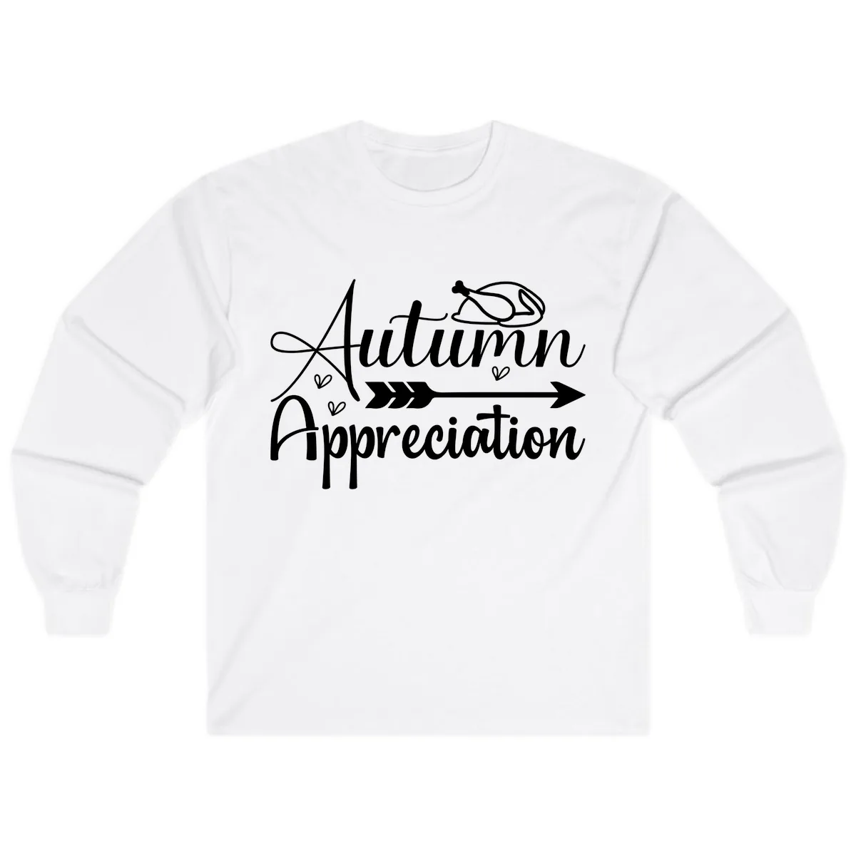 Autumn Appreciation Script Design Long Sleeve in White