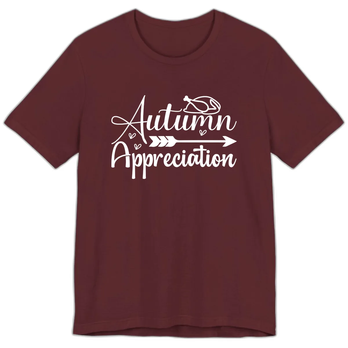 Autumn Appreciation Script Design Premium T-Shirt in Maroon