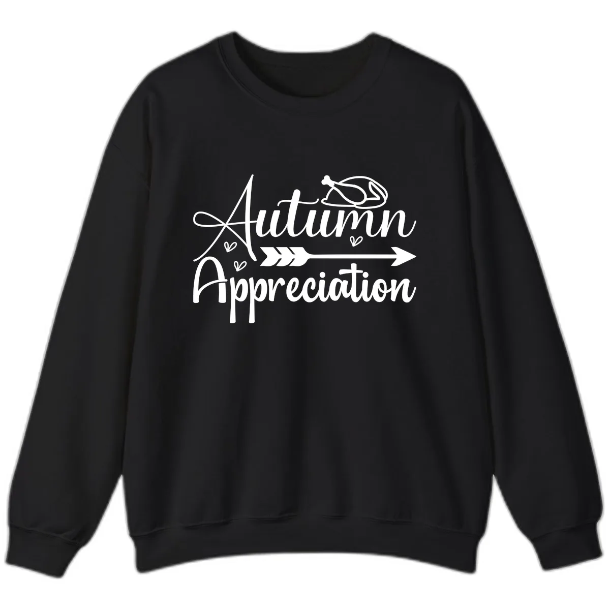 Autumn Appreciation Script Design Sweatshirt in Black