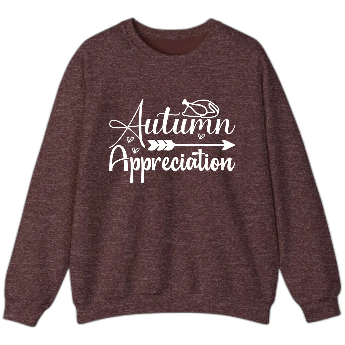 Autumn Appreciation Script Design Sweatshirt in Heather Sport Dark Maroon