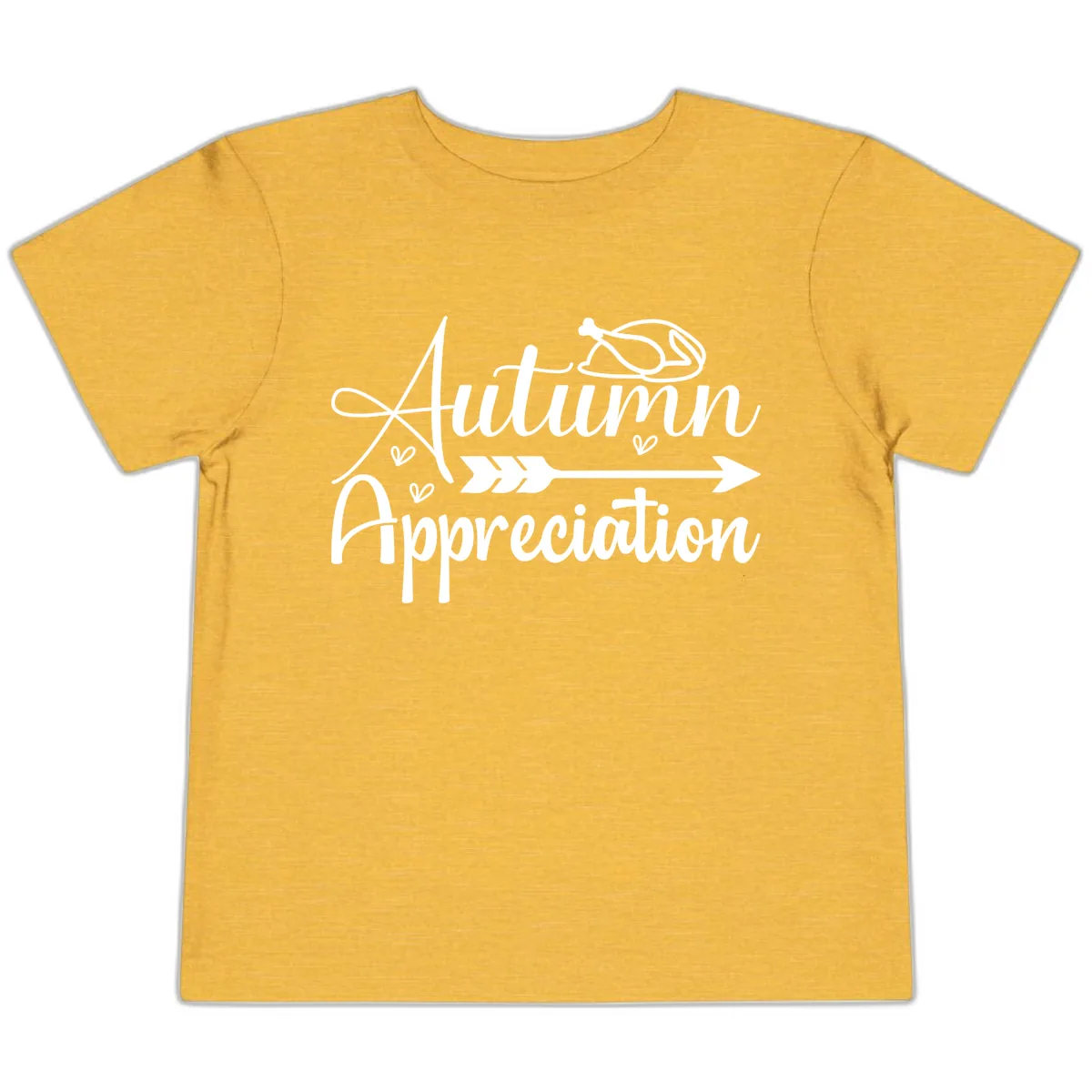Autumn Appreciation Script Design Toddler T-Shirt in Heather Yellow Gold