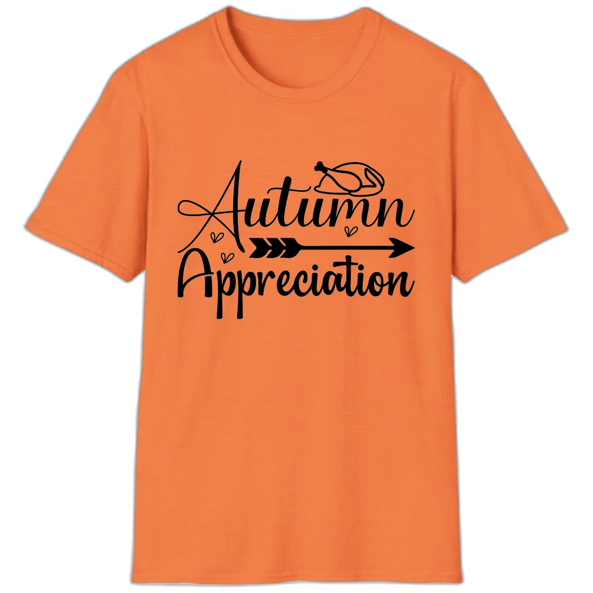 Autumn Appreciation Script Design T-Shirt in Heather Orange